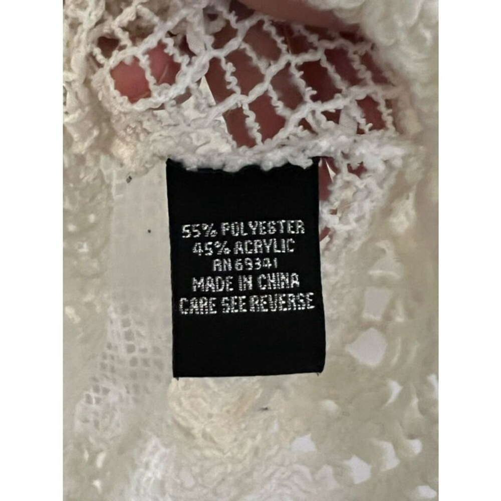 LISA INTERNATIONAL White Crocheted with Ribbon Shirt Womens Size Medium - Picture 9 of 10